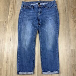 Gap Premium Skinny Crop Jeans Womens 10 30 Stretch Cuffed Hem Medium Wash Denim